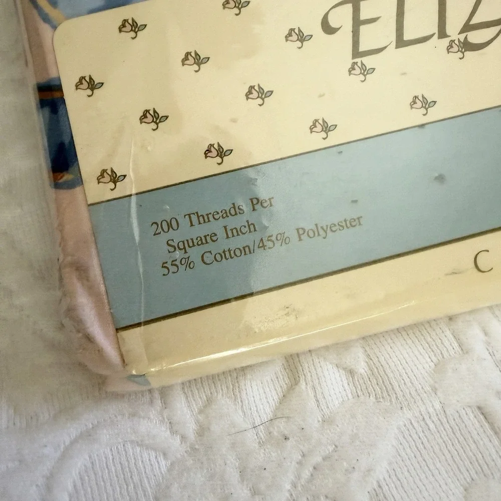 VTG Elizabeth Gray Salzburg Floral Full Flat Sheet Cottagecore Made USA 90s New
